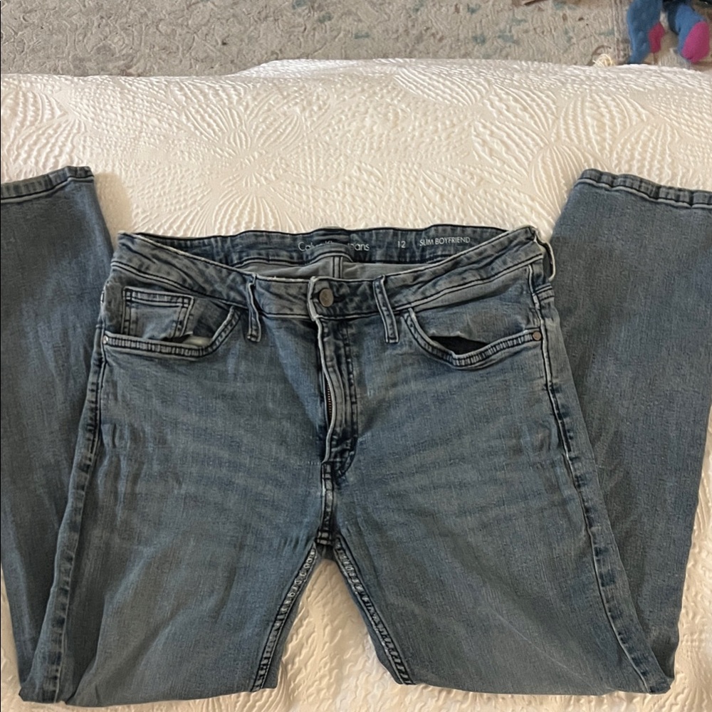Calvin Klein Jeans faded blue slim boyfriend jeans